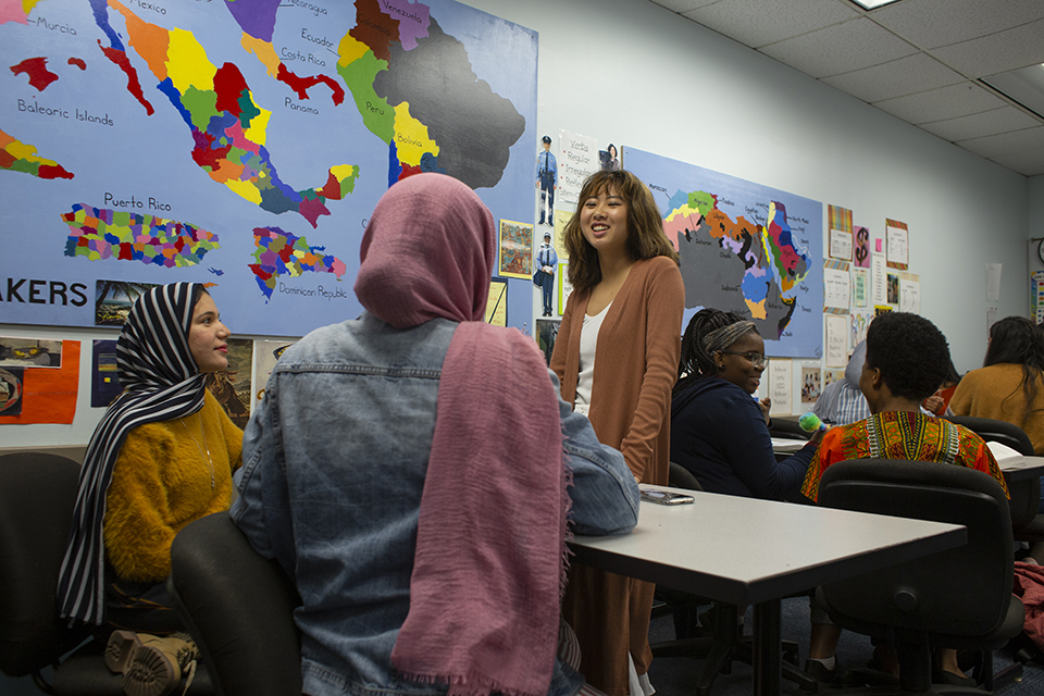 international students in their classroom