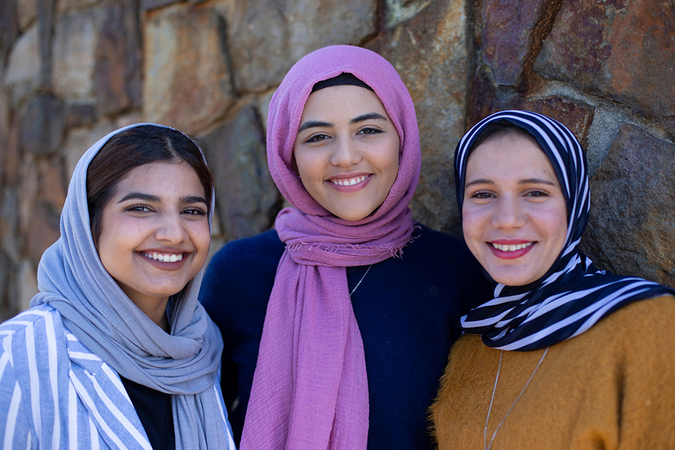 Three female international students